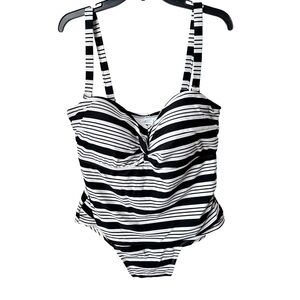 Catalina Black and White Striped One Piece Swimsuit